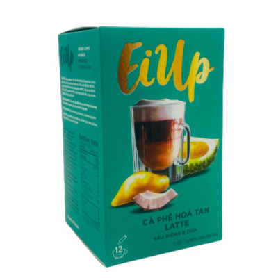 EiUp Cà Phê Hoà Tan Latte Sầu Riêng Dừa hộp 12 gói