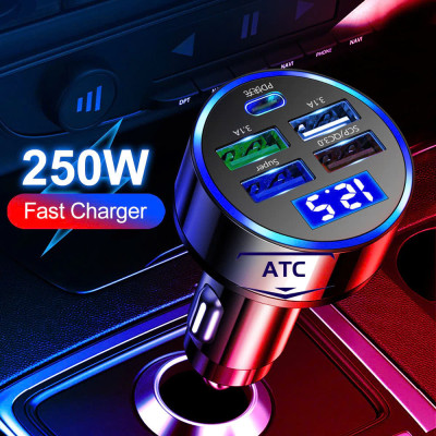 TẩuSạc Nhanh 4 USB Cho Ô Tô Xe Máy – QC3.0 + PD, 150W, Tự Điều Chỉnh Dòng Thông Minh ĐÈN ỐP TRẦN
