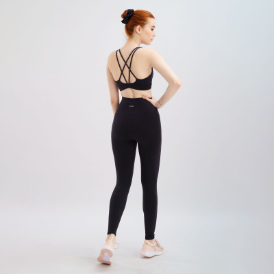 Set đồ tập yoga gym Luxury Hibi Sports H145 4 dây đan VX, màu Đen và Tím Nhạt kèm mút ngực, vải cao cấp Hi Fabric