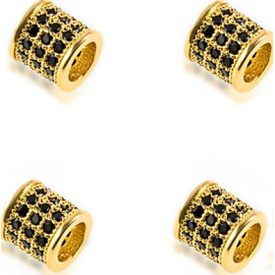 Combo 4 cái charm hợp kim đính đá hình trụ tròn  xỏ ngang -  Ngọc Quý Gemstones