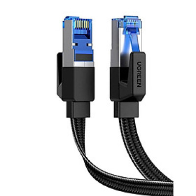 Ugreen 40171 Cáp mạng Cat8 dài 2m 40Gbps 2000mhz dây dẹt Nylon Braided Màu Đen Hàng chính hãng