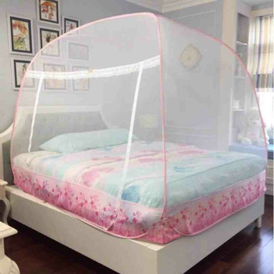 Màn Chụp Cao Cấp Mộc Miên Đỉnh Rộng Kích Thước 1,6mx2m - Trắng Viền Hồng ( Hà Nội )