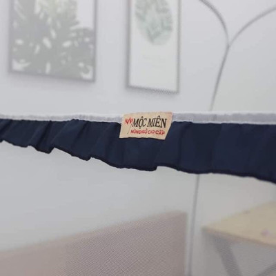 Màn Chụp Cao Cấp Mộc Miên Đỉnh Rộng - Hoạ Tiết Xanh Xám Phi Hành Gia - Kích thước 1,6mx2m - 2 cửa ( Hà Nội )