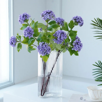 Hoa Cẩm tú cầu giả - Thân gỗ cành 3 bông hoa - Cây giả, hoa lụa Decor trang trí nhà cửa.