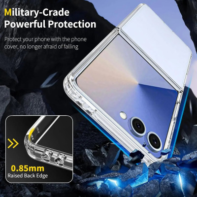 ốp lưng chống sốc trong suốt cho Samsung Galaxy Z Flip 7 5G hiệu Likgus Lin - Chống sốc 2m, túi khí ẩn 4 góc, chống va đập, độ trong full HD - Hàng nhập khẩu