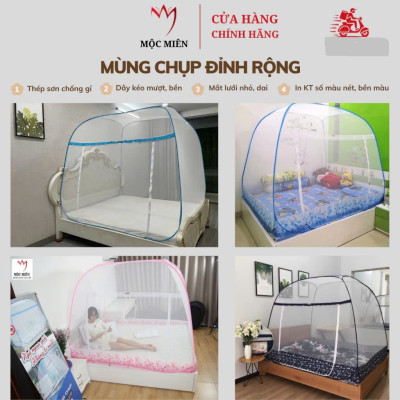 Màn Chụp , Mùng Chụp Cao Cấp Mộc Miên Đỉnh Rộng - Kích Thước 1,6mx2m - 3 cửa ( video , hình thật ) 