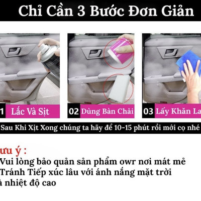 Xịt bọt đa năng vệ sinh nội thất ô tô xe hơi tẩy vết bẩn bề mặt nỉ da nhựa vải Flamingo 650ml F002