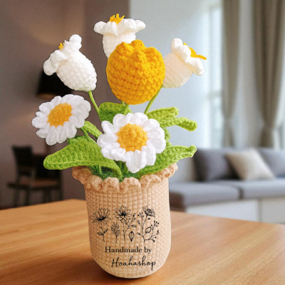 Chậu hoa len handmade – Thiết kế độc quyền Hoahashop