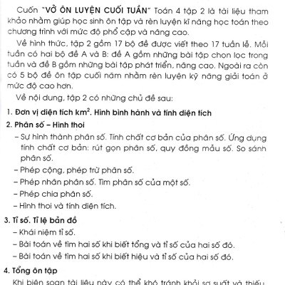 Vở Ôn Luyện Cuối Tuần Toán 4 - Tập 2 (Dùng Chung Cho Các Bộ SGK Hiện Hành) _HA