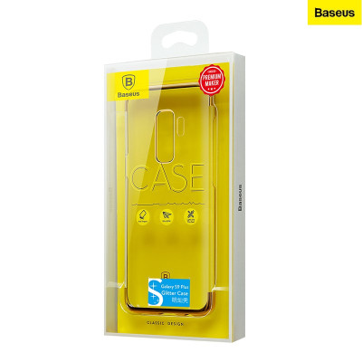 Ốp lưng Silicone cứng chống vân tay trong suốt viền si Crome màu Baseus Glitter Case cho Samsung Galaxy S9 S9Plus  (Hàng chính hãng)
