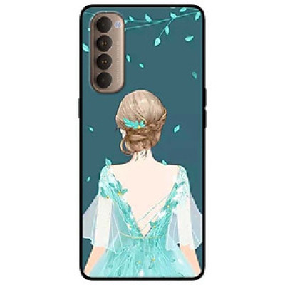 Ốp lưng dành cho Oppo Reno 4 Pro mẫu Cô Gái Nền Xanh