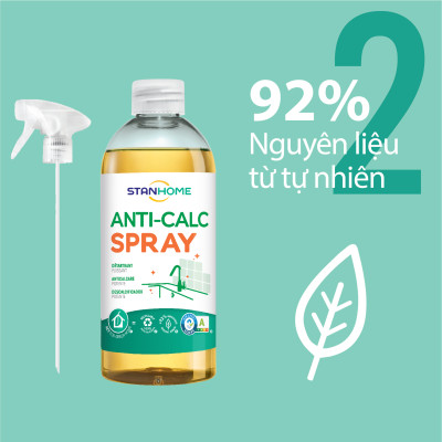 Siêu tẩy cặn canxi nước cứng cho mọi bề mặt và thiết bị trong nhà Anti Calc Stanhome tiêu chuẩn Air Label Ccore 500ml