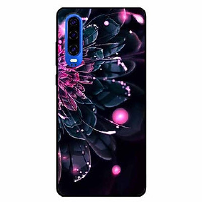 Ốp lưng in cho Huawei P30 Mẫu Mẫu Đơn Hồng Đen
