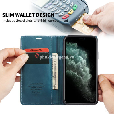 Bao da dạng ví dành cho iPhone 13 Pro Max hiệu caseme chống sốc chống va đập bụi bẩn, có ngăn đựng tiền, đựng thẻ tiện dụng - Hàng chính hãng