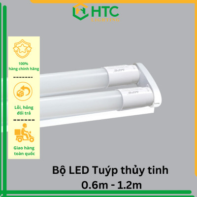 Bộ đèn LED tuýp thủy tinh 60 phân và 1.2m đơn- ánh sáng trắng/ vàng - Thương hiệu MPE (bao gồm máng)