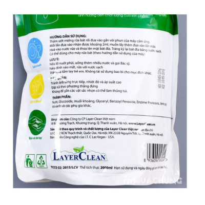 Nước Rửa Bát Hữu Cơ LAYER CLEAN - Hương Quýt, Thể Tích 2L