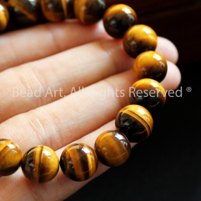 Vòng Tay Mắt Hổ Vàng Nâu 10MM, Mệnh Thổ, Kim, Vòng Tay Phong Thuỷ, Chuỗi Hạt S50 - Bead Art