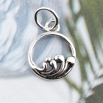 Combo 4 cái charm bạc núi và biển hình tròn treo - Ngọc Quý Gemstones