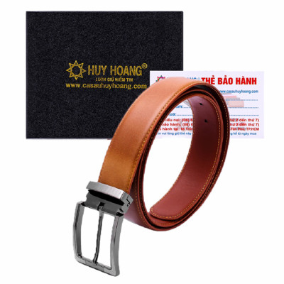 HJ4128-29-30-40 - Dây nịt nam Huy Hoàng viền chỉ 3,5P màu da, đen, nâu, trắng