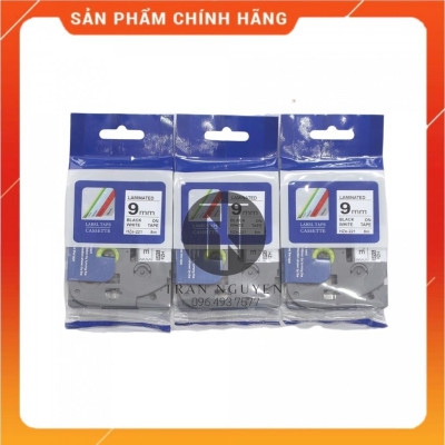 [Combo 5 hộp] Nhãn In Brother HZe-221 - Đen nền trắng 9mm x 8m - Hàng nhập khẩu