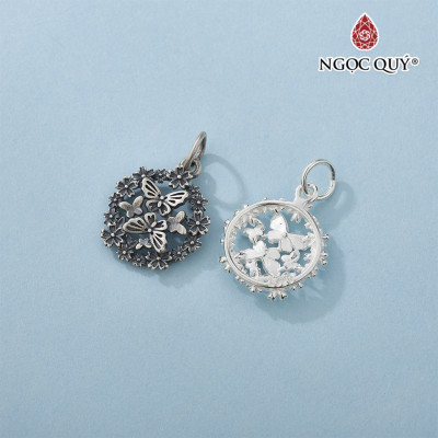 Charm bạc vòng hoa mặt bướm treo - Ngọc Quý Gemstones
