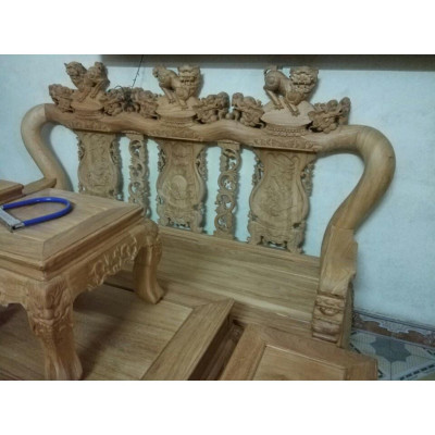 Bộ bàn ghế giả cổ nghê đỉnh gỗ gõ đỏ