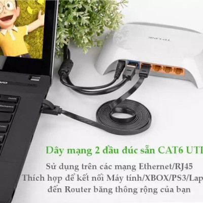 Ugreen UG11222NW104TK 25M màu Đen Cáp mạng LAN CAT6 UPT cáp dẹp - HÀNG CHÍNH HÃNG