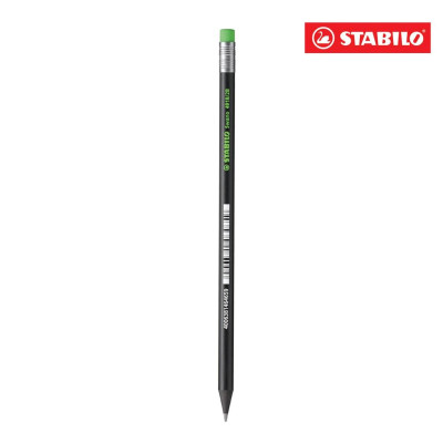 Bộ 2 cây bút chì gỗ STABILO Swano 2B thân đen + tẩy ER193 + chuốt chì PS4538 (PC4918-C2S+) - Hồng