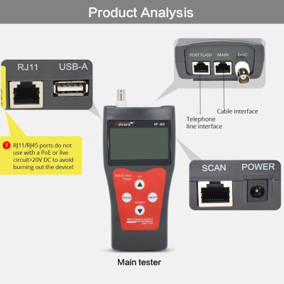 Quà Tặng Kèm - Máy test cáp mạng, cáp đồng trục, USB và điện thoại NOYAFA NF-300. Máy Dò Dây Âm Tường Noyafa NF300 - Hàng Chính Hãng. NF-300 BNC USB RJ11 Telephone RJ45 LAN Network Cable Tester Wire Tracker Anti-Interference Tone Tracer