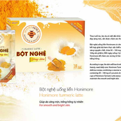 Bột nghệ uống liền 160g Honimore 3 trong 1 -  10 gói Thơm ngon, dễ uống