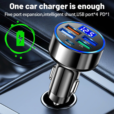 TẩuSạc Nhanh 4 USB Cho Ô Tô Xe Máy – QC3.0 + PD, 150W, Tự Điều Chỉnh Dòng Thông Minh ĐÈN ỐP TRẦN