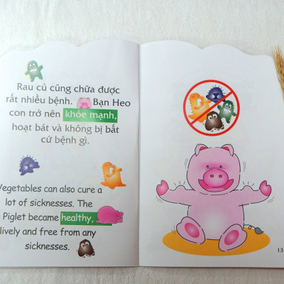 Bộ 12 Truyện tranh song ngữ Việt Anh rèn thói quen tốt cho bé - Đinh Tị - thích hợp bé 3-12 tuổi