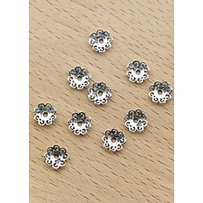 Combo 10 cái charm bạc chụp hạt, bọc hạt họa tiết  hoa văn #20 - Ngoc Quý Gemstones