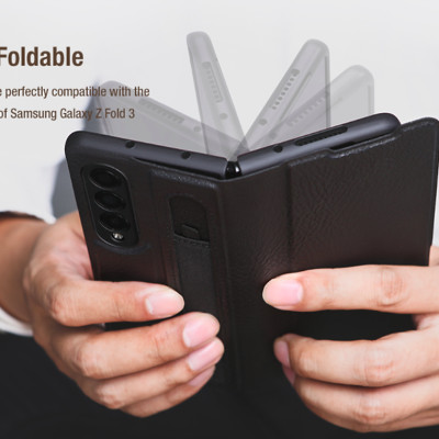 Bao Da dành cho Samsung Galaxy Z Fold 4 hiệu Nillkin Aoge Leather Cao Cấp - Hàng nhập khẩu