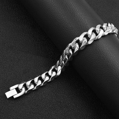 Vòng tay nam - Lắc tay nam titan lặc đơn kiểu vác cạnh cao cấp khóa bộ inox trangsucpt 13mm PTLTNA14