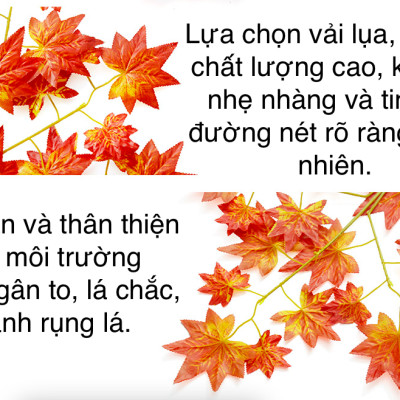 Cành lá phong giả - 1 cành - 5 Nhánh - 25 Lá - Size từ 55cm đến 65cm - Cành lá phong đỏ làm cây trang trí - Cây giả, hoa lụa Decor trang trí nhà cửa