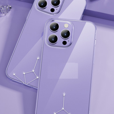 Ốp lưng cứng trong suốt đính đá dành cho iPhone 13/13 Pro/13 Pro Max, 14 Pro/ 14 Pro Max hiệu Memumi - Hàng nhập khẩu