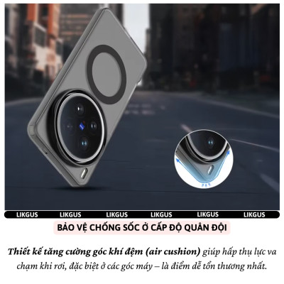 Ốp lưng nhám sạc nam châm từ tính magnetic cho Vivo X200 Pro / Vivo X200 Ultra hiệu Likgus TUAN MAG - Viền TPU đệm khí chống sốc, Viền nhô cao – Bảo vệ camera & màn hình, Chống bám vân tay - Hàng nhập khẩu