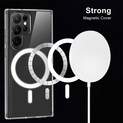 ốp lưng Magnetic cho Samsung Galaxy S24 Ultra / S23 Plus / S24Ultra / 23Ultra 5G hiệu HOTCASE Ultra Crystal Clear - thiết kế trong suốt, chống sốc chống va đập - Hàng nhập khẩu