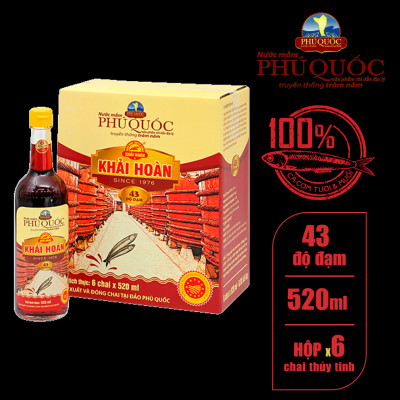 Nước mắm Khải Hoàn Phú Quốc 43 độ đam 520ml thùng 6 chai