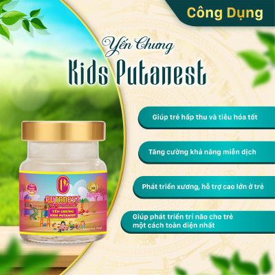 Yến chưng Kids PUTANEST hộp quà tặng cao cấp 12 hũ 70ml tăng đề kháng ăn ngủ ngon bé khỏe mạnh