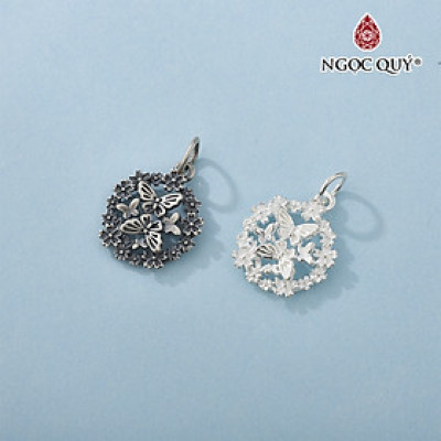 Charm bạc vòng hoa mặt bướm treo - Ngọc Quý Gemstones