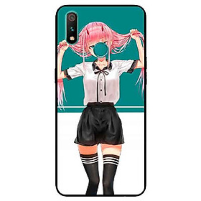 Ốp Lưng in cho Realme 3 Mẫu Cô Gái Anime Tóc Hồng - Hàng Chính Hãng