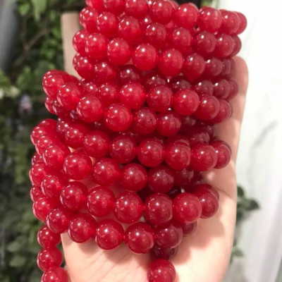 Vòng Tay May Mắn Đá Mã Não Đỏ Đậm Đẹp size 10mm 18 Hạt Nữ mạng Hỏa mạng Thổ ạ Màu Đỏ là màu Chiến Thắng ạ