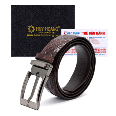 HJ4213-14-15-33 - Dây nịt nam da cá sấu Huy Hoàng đầu kim màu Đen, nâu đất, vàng bò, nâu đỏ 