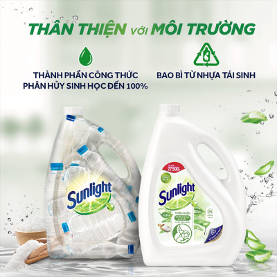 Nước Rửa Chén Bát Sunlight Thiên Nhiên Muối Khoáng & Lô Hội 3.6kg