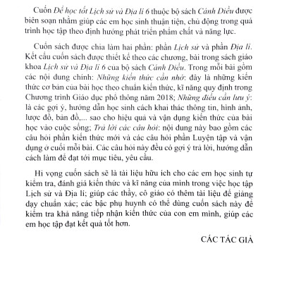 Để Học Tốt Lịch Sử Và Địa Lí Lớp 6 (Cánh Diều)