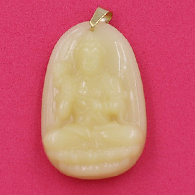 [Tuổi Ngọ] Mặt Dây Chuyền Phật Đại Thế Chí Bồ Tát Đá Thạch Anh Vàng Size Nhỏ 3.6cm & Size Lớn 4.3cm - Tặng Kèm Móc Inox - Phong Thủy 868 - May Mắn - Bình An