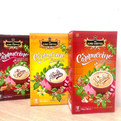 Cà Phê Hòa Tan Cappuccino Vị Dừa KING COFFEE - Hộp 12 gói x 20g