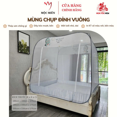 Màn Chụp Đỉnh Vuông Cao Cấp Mộc Miên - Kích thước 1,8mx2m ( Hình thật )